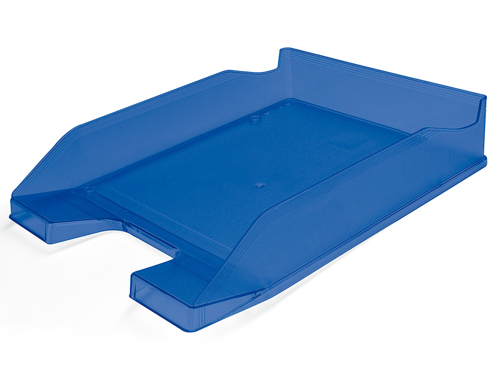 CORBEILLE  COURRIER Q-CONNECTPOLYPROPYLNE DOCUMENTS A4+ 240X320MM EMPILABLE 350X255X65MM COLORIS BLEU TRANSPARENT