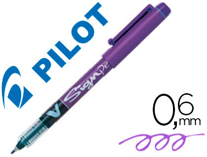 STYLO-FEUTRE PILOT V SIGN PEN CRITURE MOYENNE 0.6MM POINTE FIBRE POLYESTER ENCRE INTENSE LIQUIDE NIVEAU VISIBLE VIOLET